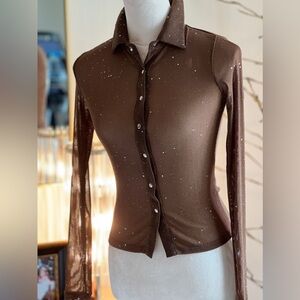 Princess Polly Friday Fever Top Brown Us Size 2 NWT